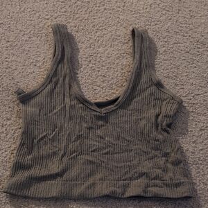 Out From Under Urban Outfitters Olive Green Ribbed Cropped Tank Size Medium